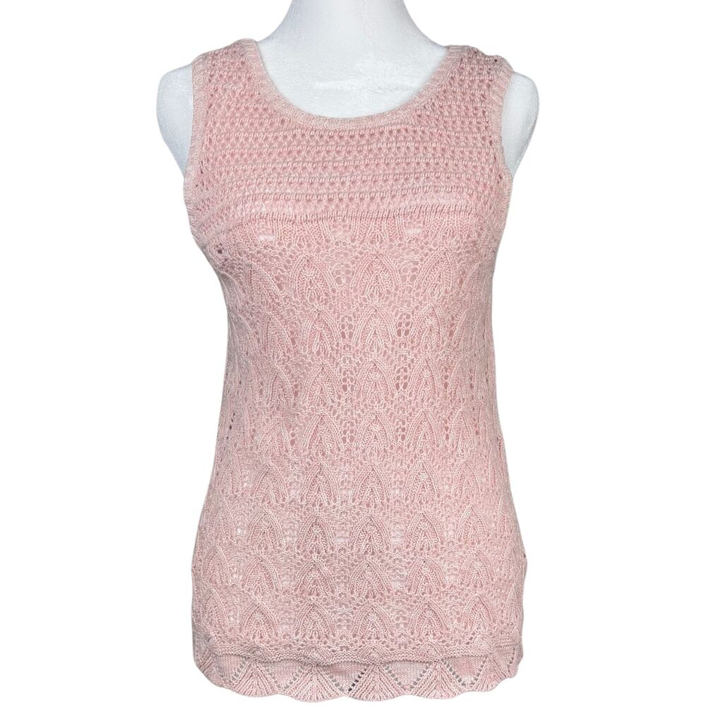 American Eagle Tank Top Womens Crochet Patterned Knit‎ Sleeveless Small Pink Y2K